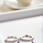 Σκουλαρίκι purple hoop silver