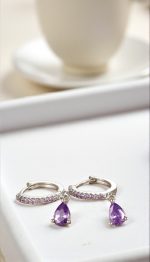 Σκουλαρίκι purple hoop silver
